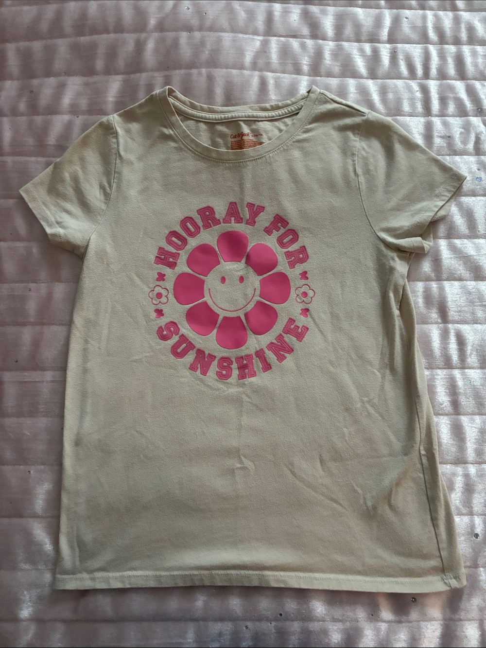 Cat & Jack Cream Tee with Hot Pink 'Hooray for Sunshine' Flower Graphic